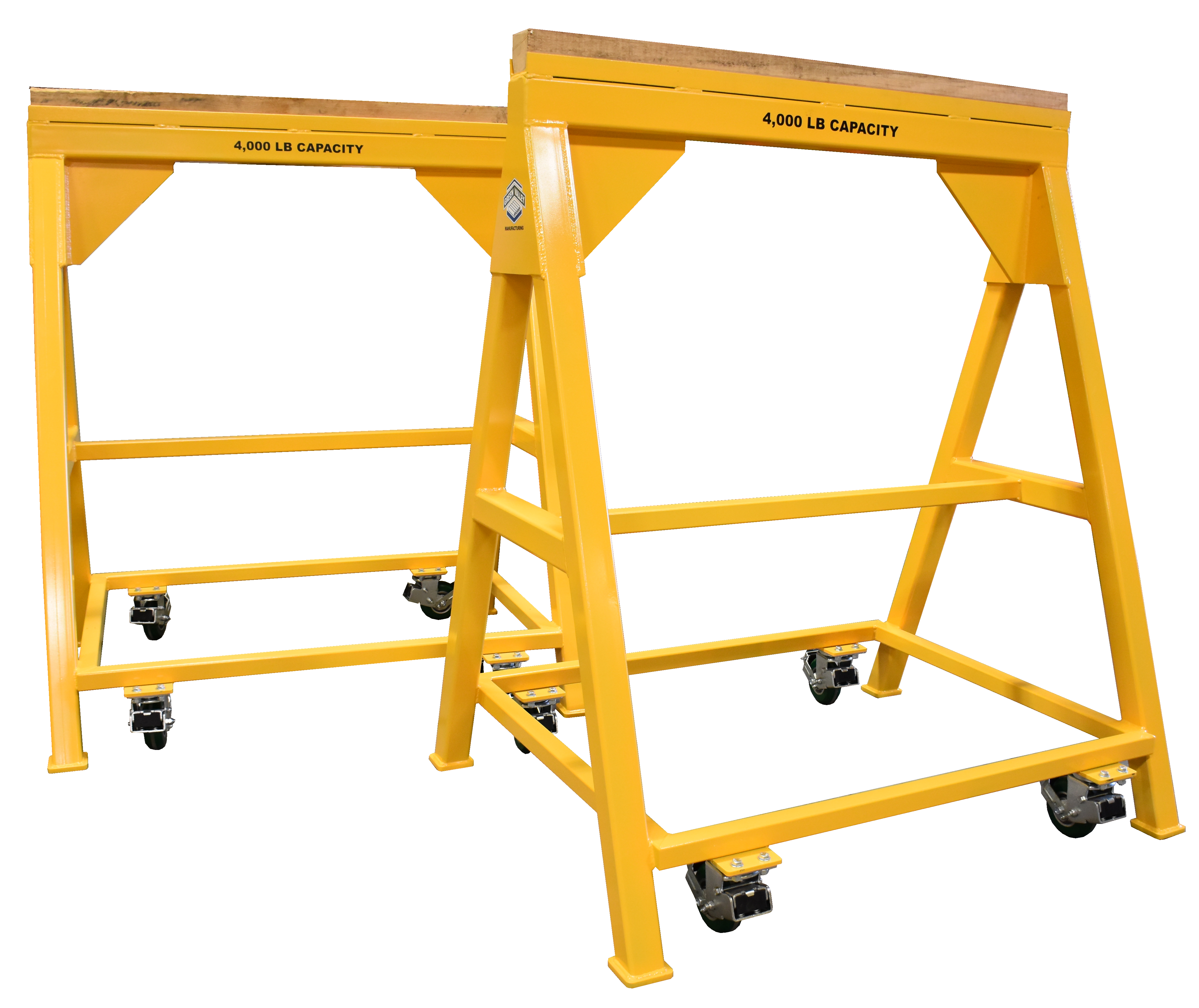 Heavy Duty Industrial steel sawhorse4,000 LB. Wood Top Spring Loaded Compression Caster (184339)