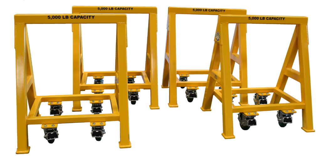 Heavy Duty Industrial steel sawhorse 5,000 LB. Steel Top Spring Loaded Compression Caster (184327)