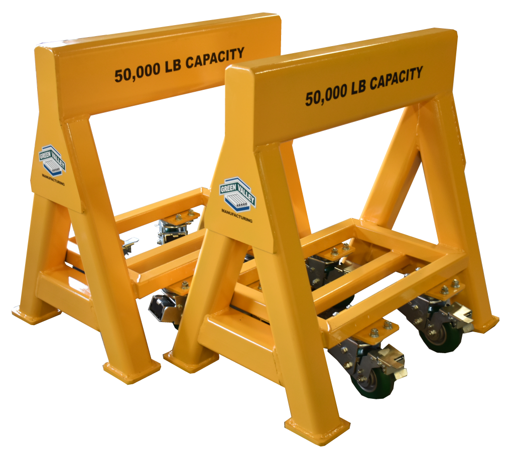 Industrial high capacity steel sawhorse 50,000 lb. Steel Top Spring Loaded Compression Caster (194682)