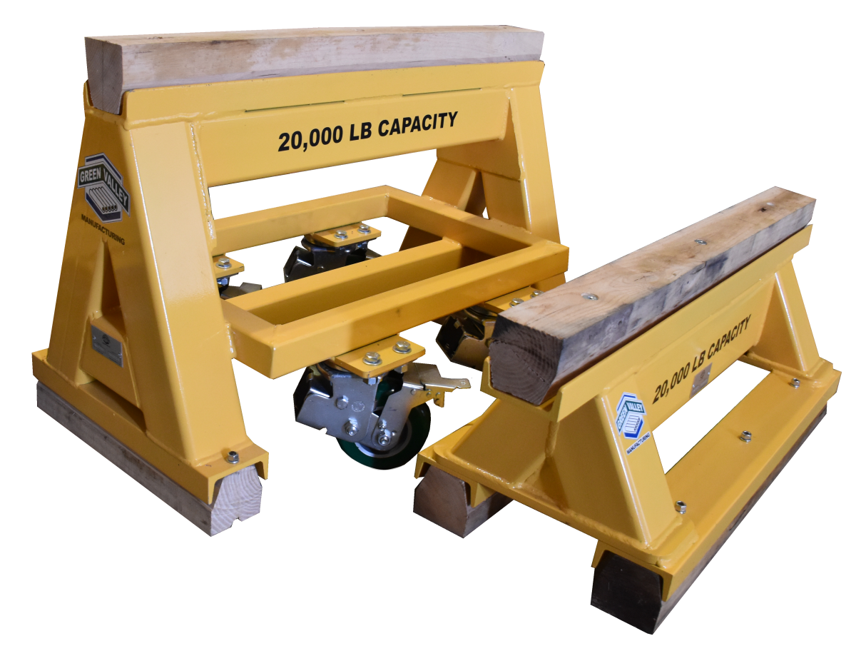 20,000 LB. WOOD TOP SPRING LOADED COMPRESSION CASTER & STATIONERY INDUSTRIAL high capacity sawhorse (194757)